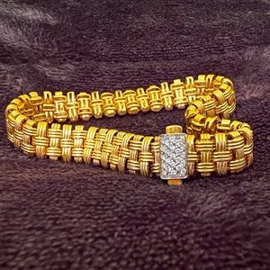 Vintage Roberto Coin 18K Gold And Diamond 3 Row Appassianata Bracelet
